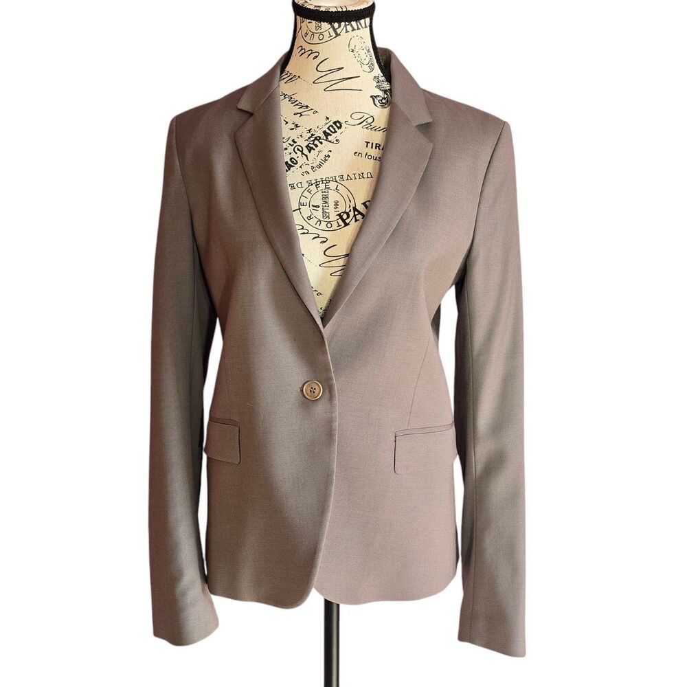 Theory Neutral Wool One Button Front Blazer Caree… - image 1